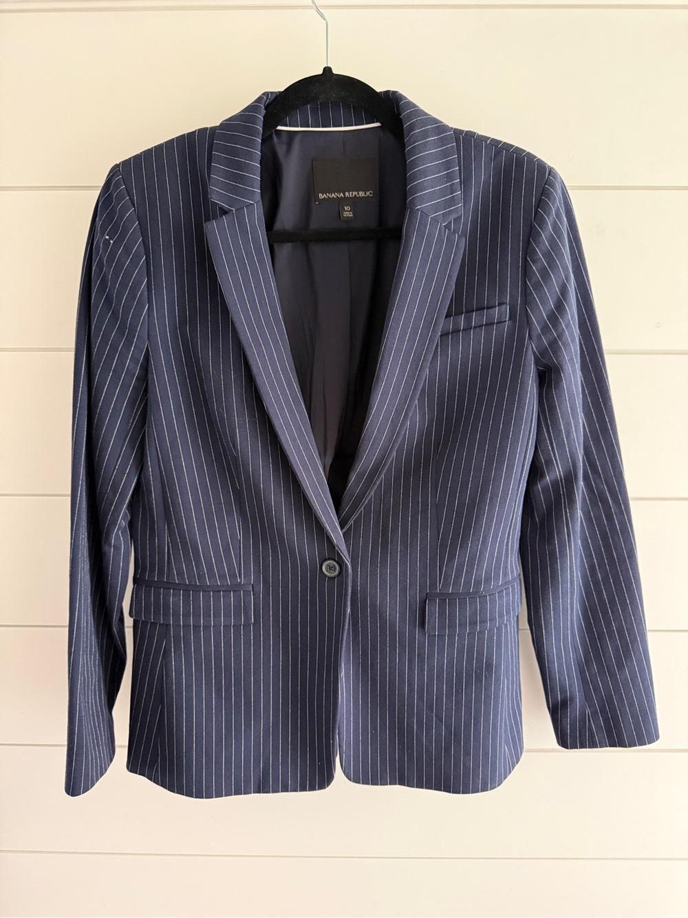 Banana Republic Navy Pinstripe Blazer, Size 10